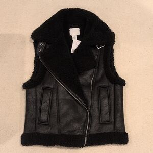 Black Shearling Vest BNWT